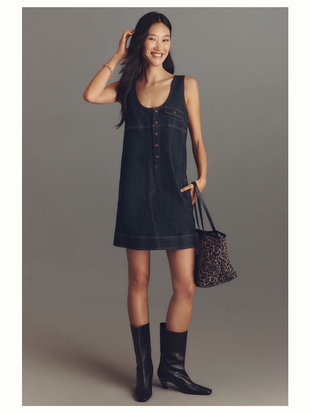 NWT Anthropologie Pilcro Denim Snap-Front Mini Dress, S - Picture 5 of 11